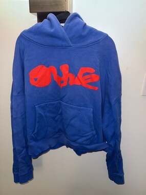 Entire Studios Graphic Hoodie Size M Blue Red Cotton
